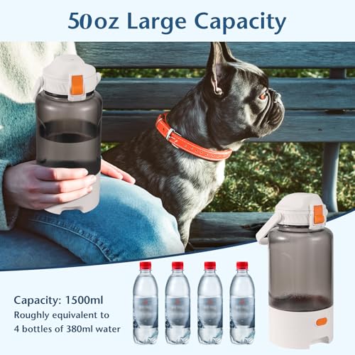 Turchongeco 50oz Outdoor Dog Water Bottle - Leakproof Pet & Human Water Dispenser with Handle, Portable for Travel, Hikin...