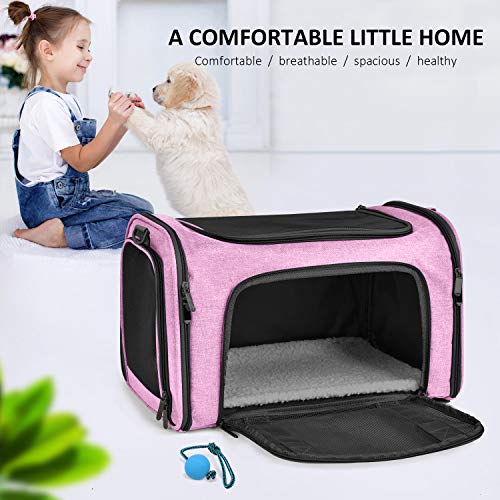 Henkelion Pet Carrier for Small Medium Cats Dogs Puppies up to 15 Lbs, TSA Airline Approved, Soft Sided, Collapsible Trave...