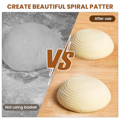 5 Inch Banneton Bread Proofing Basket Set of 6, Kikcoin Mini Sourdough Bread Baking Supplies, Small Banneton Basket Proofi...