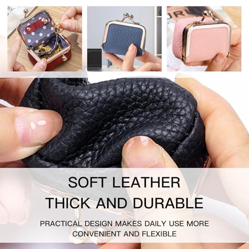 Genuine Leather Mini Jewelry Box - Vintage-Inspired Travel Jewelry Organizer with Kiss Lock, Compact Ring Box for Women, P...