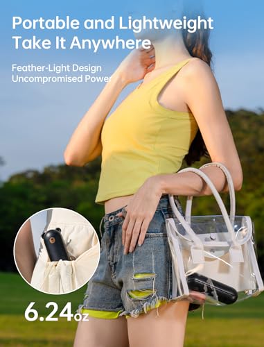 JISULIFE Handheld Fan with 4500 mAh Powerbank Max 37 Hours Runtime, Pocket Portable Battery Operated or USB Powered Foldin...