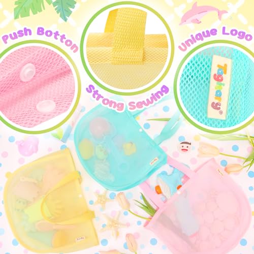 Tagitary Beach Toy Mesh Beach Shell Bags for Kids, Sand Toys Kids Beach Essential Treasure Bag Swimming Pool Bag Beach Gif...