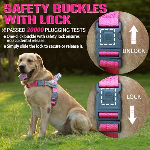 Paworld Service Dog Harness and Leash Set, No-Pull Service Dog Vest with 4 PCS Reflective Patches, Dog Vest Harness with H...