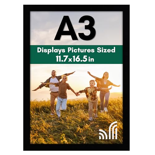 Americanflat A3 Picture Frame with Shatter-Resistant Glass - 11.7x16.5 Frame with Engineered Wood - Signature Collection -...