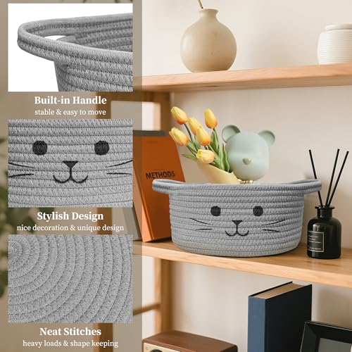 BYLSSNUK 9.8" x 4" Small Cat Toy Basket - Gift Baskets Empty for Baby Shower Baby Baskets for Nursery Cute Woven Rope Stor...