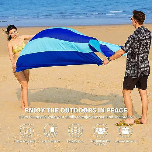 Famstar Beach Blanket Oversized Extra Large 78" X 81",Waterproof Sandproof Beach Blanket 1-7 Adults Lightweight Durable fo...