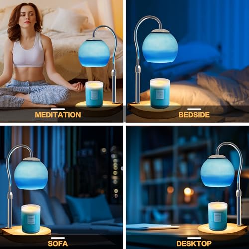 DALUXshop Candle Warmer Lamp with Timer 2H/4H/8H, Adjustable Height Dimmable Candle Lamp with 2 Bulbs, Wax Melt Warmer for...