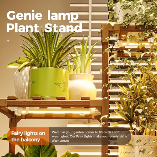 Bamworld Plant Stand with Grow Light Plant Shelf for Mutiple Pots Large Plant Holder for Living Room Patio Boho Home Decor...