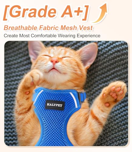 Halypet Cat Harness and Leash Set [ MAX Safety Third Generation ] Escape Proof Soft Adjustable Cat Leash Breathable Comfor...