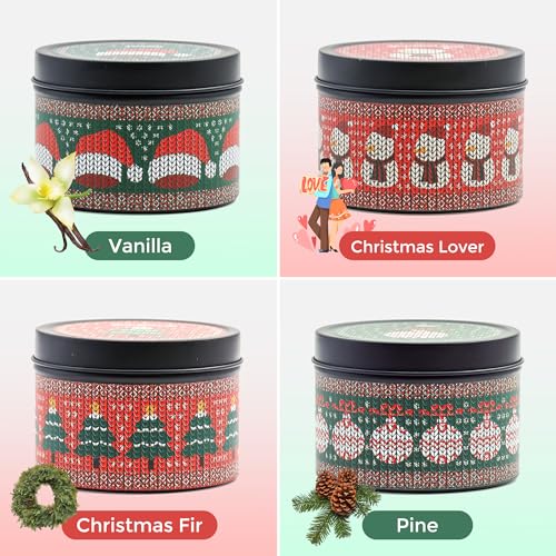 Christmas Candles - Christmas Gifts for Women, Scented Candles Gift Set, Natural Soy Wax Aromatherapy Candle for Home Scen...