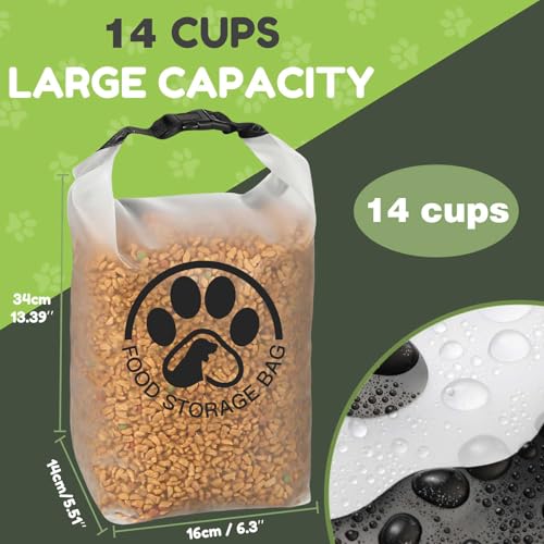 Aosnare Pet Food Storage Bag for Travel - Transparent Leak-Proof Dog Food Container with Roll-Top Closure, Keeps Kibble Fr...