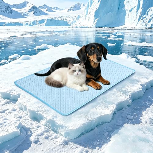 AOSUYOU Upgraded Dog Cooling Mat for Small Dogs Cats,Q-Max>0.45 Cooling Fiber Instant Cooling,Breathable Non-Slip Crate Pa...