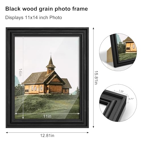 PEALSN 11x14 Picture Frame with Real Glass Front and Black Backboard, Wall Gallery Photo Frames for Wall Mounting or Table...