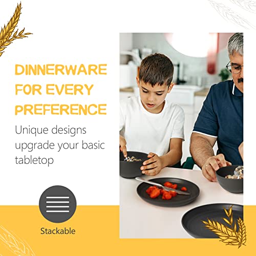 Teivio 32-Piece Kitchen Plastic Wheat Straw Dinnerware Set, Service for 8, Unbreakable Modern Dish Set - Dinner Plate/Dess...