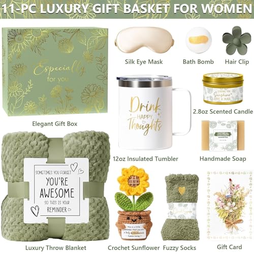 Birthday Gifts for Women Self Care Get Well Soon Gift Baskets, Spa Care Package Thinking of You Gift Set, Sympathy Inspira...