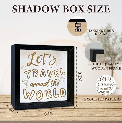 Travel Fund Shadow Box Frame, Travel Fund Money Boxes with Slot, Memory Box for Keepsakes, Best Keepsake Gifts for Adventu...