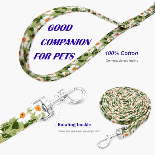 OaaXbbECco No Pull Floral Pattern Puppy Harness,Soft Adjustable Dog Harness Vest and Dog Leash Set No Choke Escape Proof (...