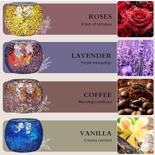 Mosaic Glass Scented Candles, Stress Relief Aromatherapy Candle for Home Scented, Vanilla Lavender Rose Coffee Soy Candles...
