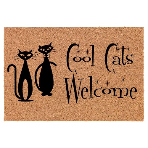 Welcome Doormat Coco Coir Door Mat Gift Atomic Cat Cool Cats Welcome Mid Century Modern (24" x 16")