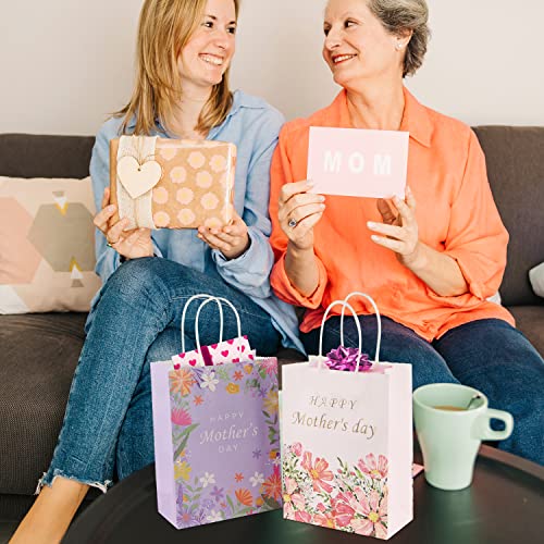 BLEWINDZ 32 Pcs Mother's Day Bags with 32 Pcs Tissue Papers, 8.7” Small Happy Mothers Day gift Bag Bulk with Handle for th...