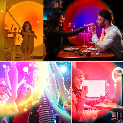 Sunset Lamp Projector, Rainbow Projection Led Lights with Remote, 16 Colors Multicolor Changing LED Night Light, Sunlight ...