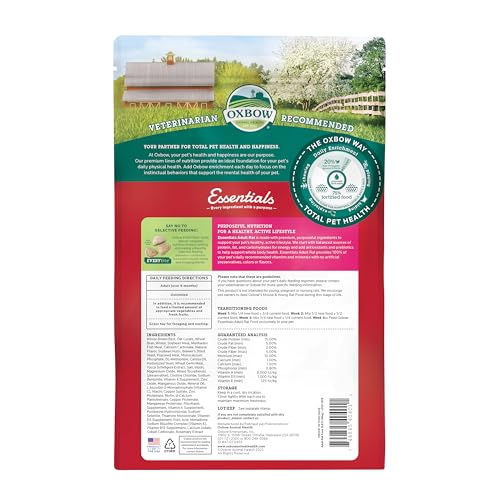 Oxbow Essentials Rat Food, Pet Food for Adult Rats, All-Natural Vitamin & Mineral Rich Formula, Veterinarian Recommended, ...