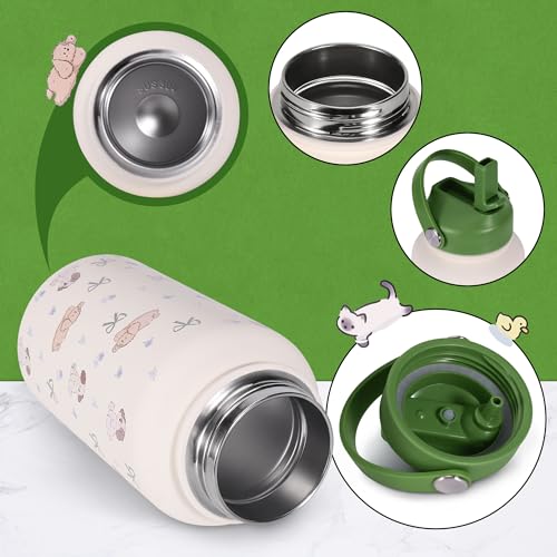 Goetland 20 oz Insulated Water Bottle with Straw Lid Stainless Steel Cute Dog Cat Pattern UV Printed Vacuum Double Wall Le...