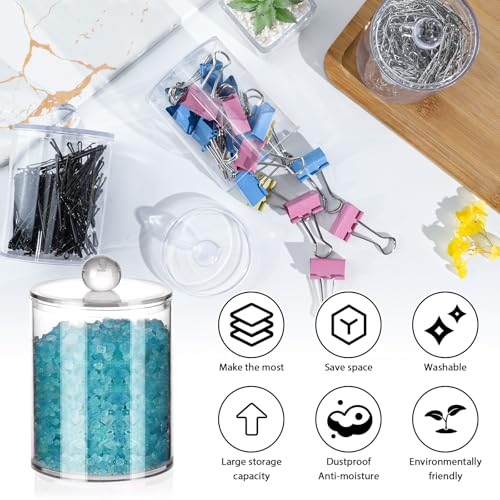 XIPENGKEJI 2 Pack Qtip Holder,Canister Apothecary Jar Set, Bathroom Jars with Lids Set for Cotton Swabs, Balls, Pads, Flos...