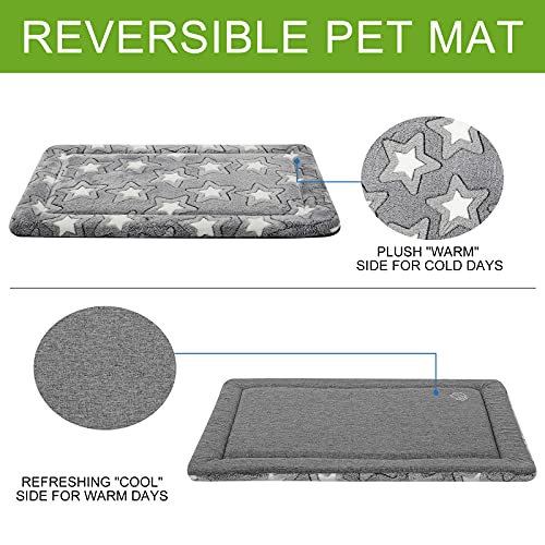 EMPSIGN Dog Crate Pad - Reversible Kennel Mat (Cool & Warm), Machine Washable, Cozy Star Pattern Sleeping Pad for Small Me...