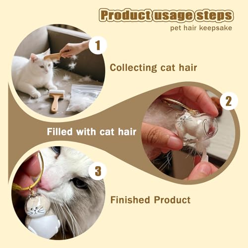 BY669QFC 6pcs Cat Fur Storage Bottle of Keychain,Transparent Pendant for Cat & Dog Hair Collection,Capsule Toys Pet Hair C...