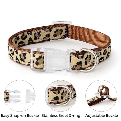 Mile High Life Leopard Dog Harness Collar Leash Set, Adjustable No Pull Dog Halter Harness for Small Breed Dogs, Easy Cont...