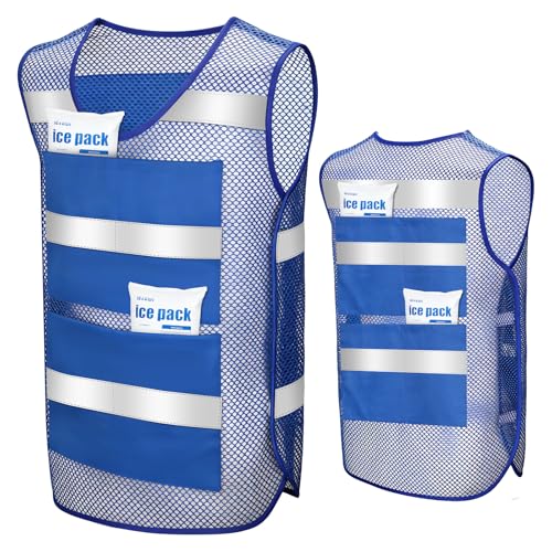 Unittype Ice Vest for Men Adjustable Reflective Cooling Vest for Women Summer Activities (Ice Packs Not Included)