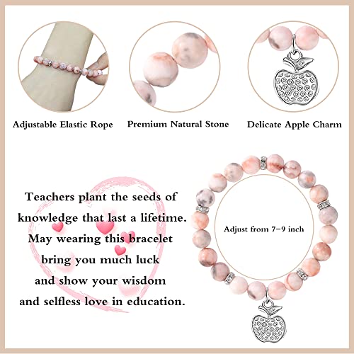 U-Zomir Teacher Appreciation Gifts for Women, Teacher Gifts Natural Stone Bracelet with Message Card for Appreciation Week...