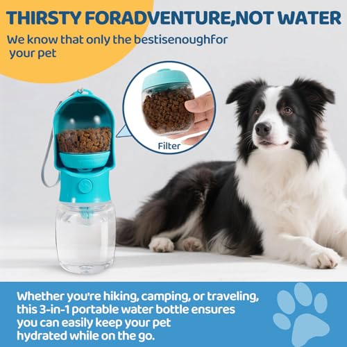 Dog Water Bottle with Food Storage Compartment Portable Pet Dispenser Dogs Stuff Water Bottle Puppy Supplies Portable Trav...