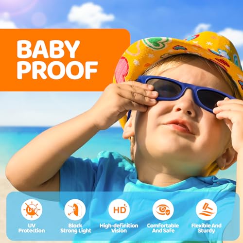 RIVBOS Baby Sunglasses Boys&Girls with Strap UV400 Polarized Flexible for Toddler,Infant and Newborn(0-24month) RBK0231
