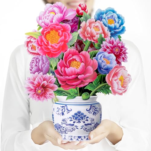 Airpark Mothers Day Gifts Pop Up Flower Card, 3D Peony Bouquet Mothers Day Cards for Mom Women, Birthday, Thank You, Teach...