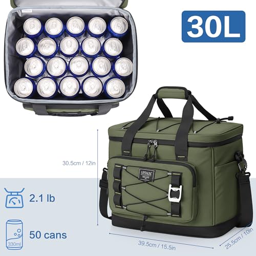 Large Insulated Cooler Bag, 50 Can Soft Sided Collapsible Ice Chest for Camping, Travel, Grocery, Kayaking & Beach (Waterp...