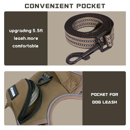 No Pull Dog Harness for Medium Dogs, Adjustable No Choke Pet Vest with Dog Leash Fit Smart Reflective Pet Walking Harness ...