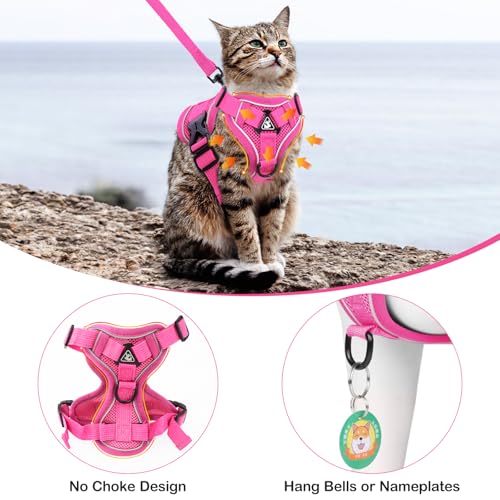 Cat Harness and Leash for Walking Soft Cat Harness Escape Proof, Adjustable Kitten Harness Cat Leash Reflective Strips Jac...