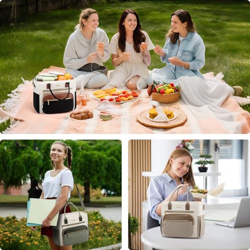 LOVEVOOK Insulated Lunch Bag Women,Wide Opening Adult Lunch Box Women,Large Leakproof Cooler Bag for Work Picnic Beach Fam...