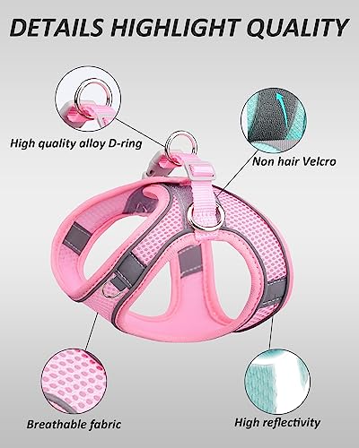 SOLMOONY Dog Harness for Small Medium Large Dogs No Pull, Puppy and Leash Set, Dogs, Step in Harness, mesh Harness. (Pink,...