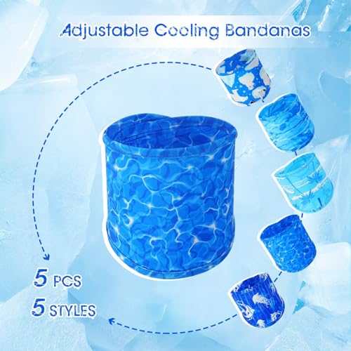 Talltalk 5 Pieces Dog Cooling Bandanas Neck Wraps Ice Scarf Pet Dog Cooling Collar Hunting Training Hiking Camping Accesso...