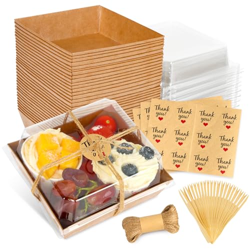 LNDIEHS 20Pcs Small Charcuterie Boxes with Clear Lids - Paper Mini Charcuterie Boxes To Go, Disposable Food Container with...