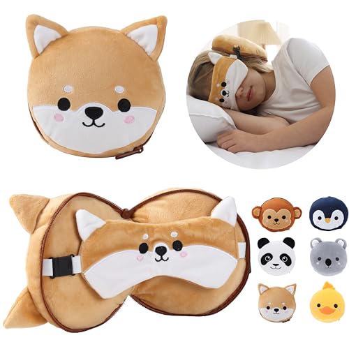 ecoZen Lifestyle Travel Pillow Set with Eye Mask - Comfort for Traveling Kids - Soft and Supportive Neck Pillow, Perfect f...