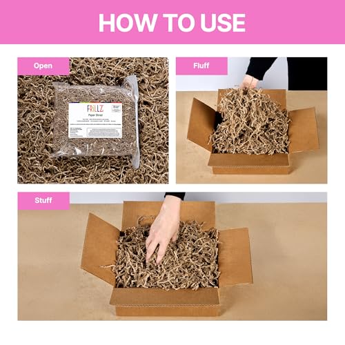 FRiLLZ by DECOfill™ Crinkle Cut Paper Filler for Gift Baskets – Kraft Shredded Paper, Eco-Friendly Basket Filler for Packa...