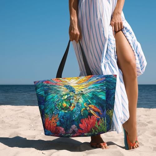 MAHIPOCI Beach Bag Tote Bags Waterproof Sandproof for Women Large Beach Tote Bag Foldable with Pockets for Weekend Vacation