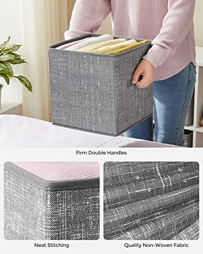 SONGMICS Storage Cubes, 11-Inch Non-Woven Fabric Bins with Double Handles, Set of 6, Closet Organizers for Shelves, Foldab...