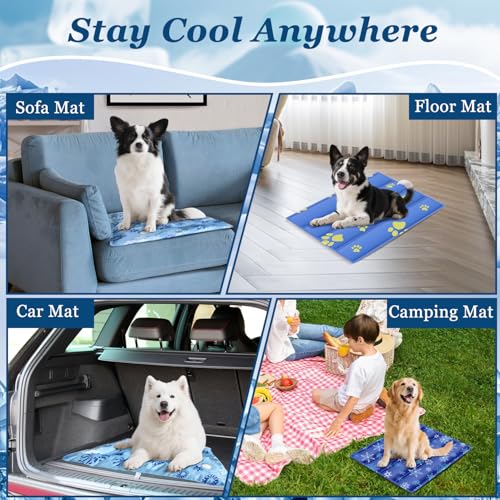 Cooling Mat for Dogs - 2025 Upgraded 20"x16" Washable Pet Cooling Pad for Cats, Non-Slip Kennel Bed for Summer, Portable I...
