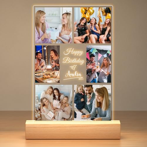 Jkolalin Custom Picture Frames with Photo, Personalized Picture Frame with Night Light, Custom Photo Frame, Customized Bes...