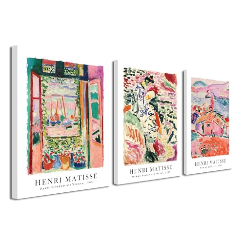 Wieco Art Canvas Wall Art 3 Piece Henri Mattise Art Abstract Colorful Matisse Posters Canvas Prints for Wall and Home Offi...
